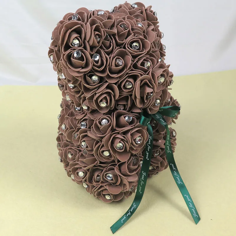 25 см искусственные цветы Роза медведь Стразы колокольчик новый дизайн Тедди для
