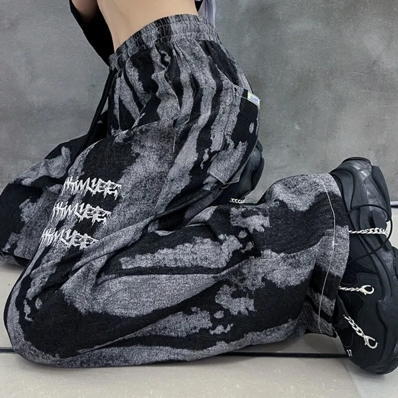 

[EAM] BlackTie Dye High Elastic Waist Wide Leg Long Trousers New Loose Fit Pants Women Fashion Tide Spring Autumn 2021 1DD7231