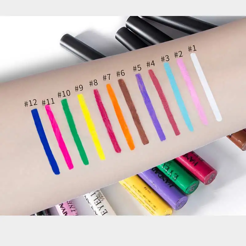 Жидкая подводка для глаз 12 цветов матовая водостойкая долговечная золотая