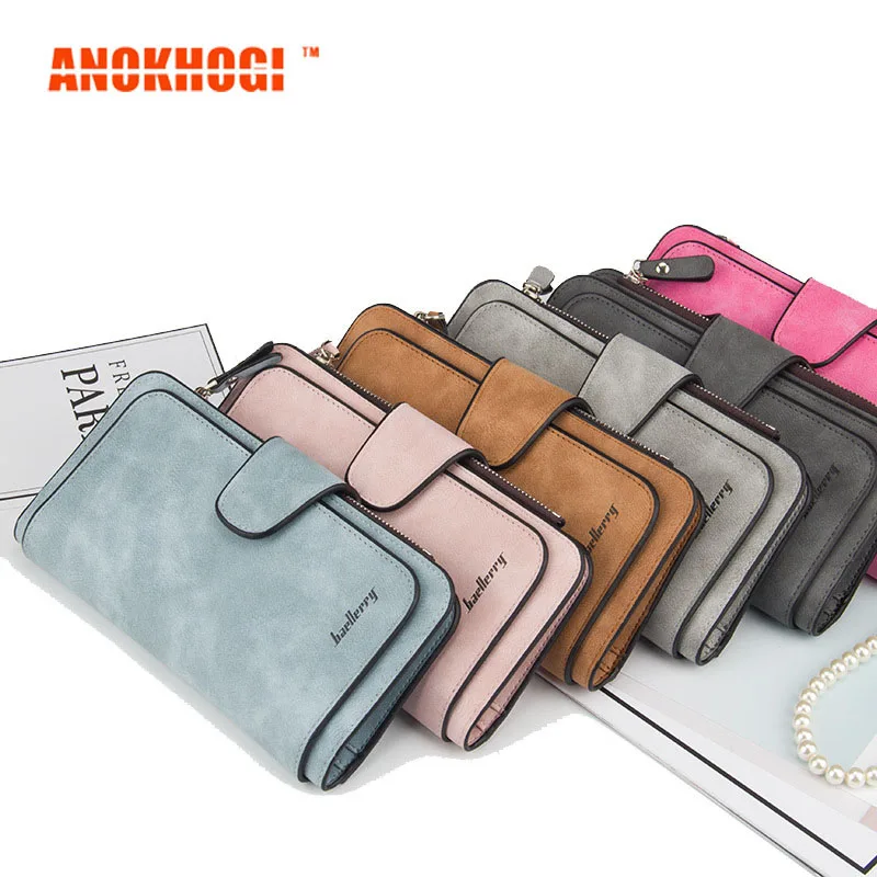 

New Style Buckle Zipper Frosted leather Women Long Wallet Multi-card Fashion Wallets MB632