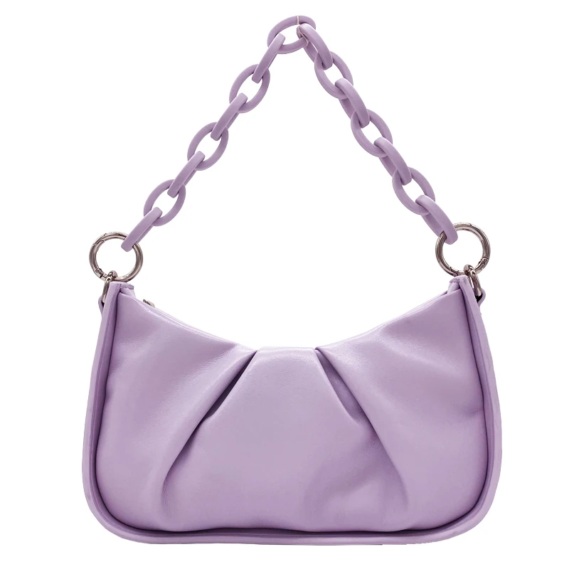 

Women Armpit Bag Acrylic Chain Bag 2020 New Fashion Personalized Pleated Design Chain Crossbody French Stick Bag Autumn 7GNF