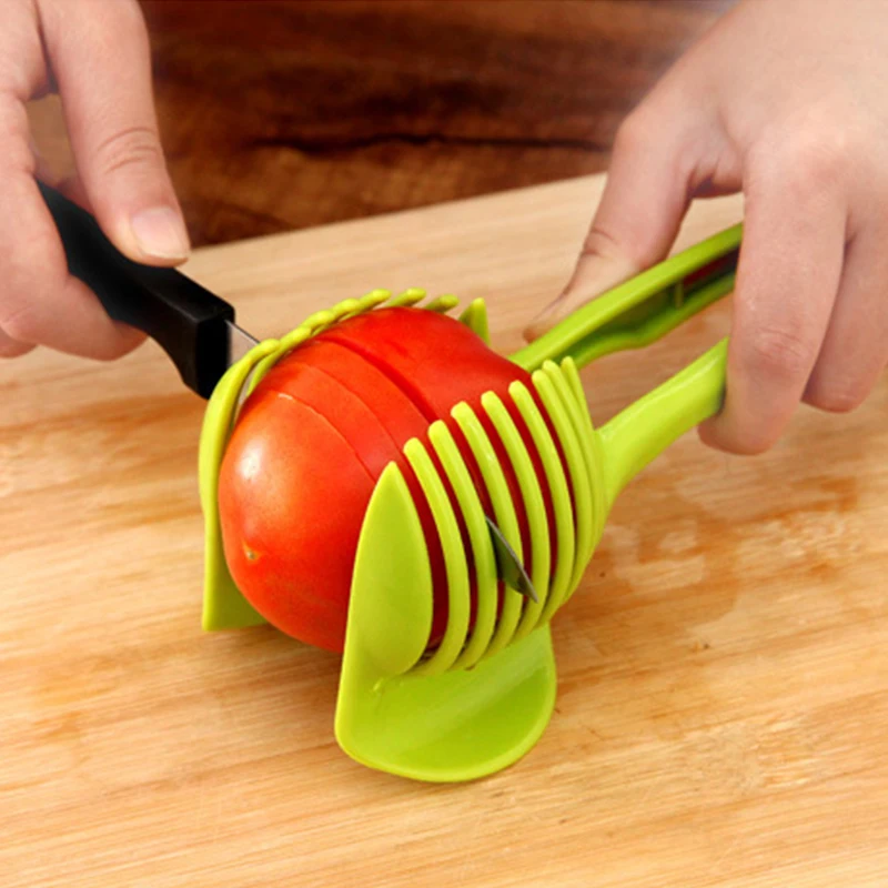 

New Plastic Tomato Slicer Cutter Stand Lemon Shreadders Slicer Vegetable Fruit Slicers Cutter Kitchen Tongs Accessories Cooking