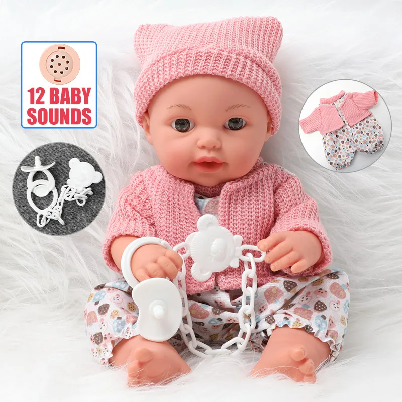 

30.5cm simulation long hair bebe reborn newborn doll 12 inch Soft silicone Realistic twin doll DIY Sound education toys kids