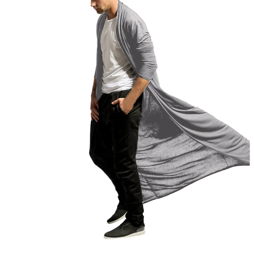 Мужские кардиганы верхняя одежда модная Повседневная тонкая однотонная длинная