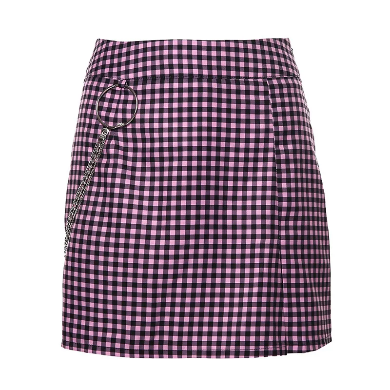 Skirt Модный клетчатый Блейзер, комплект с юбкой, Женский комплект 2 шт. женские офисные костюм осень укороченные Блейзер конъюнкт де Mujer - Цвет: Skirt