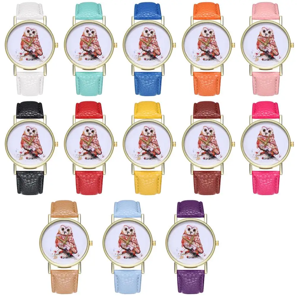 Милые девушки часы студент прекрасный браслет Сова узор кварцевые наручные в