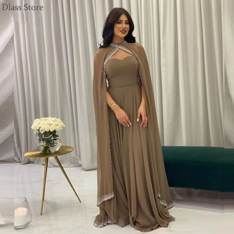 

Brown Mother Of Bridal Dress For Wedding Party Gown Chiffon A-line Wrap Sequin Floor Length Evening Dress вееѬние плая плае