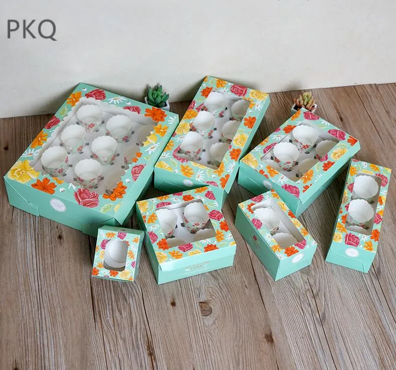 1/2/3/4/6/8 cake box green Macaroon Cake Boxes blue Biscuits for Baking holder Package white cup packaging | Дом и сад