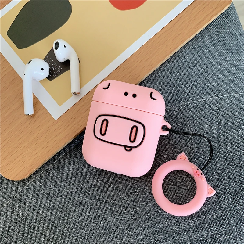 Для AirPods чехол 3D милый мультяшный чехол для наушников s для Apple Airpods 2 забавные аксессуары Защитная крышка с кольцом на палец