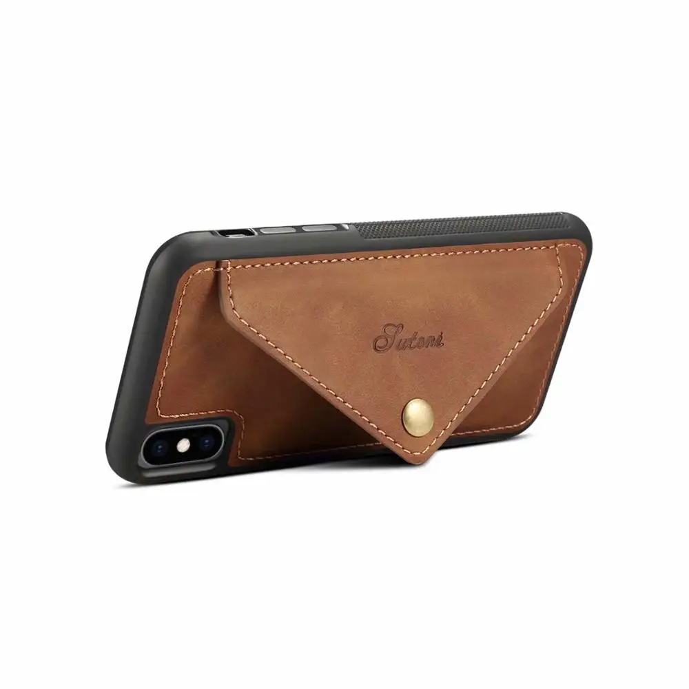 

Leather Card Slot Phone Shell For iPhone X XR XS Max 6 6S 7 8 Plus Drop protection shell