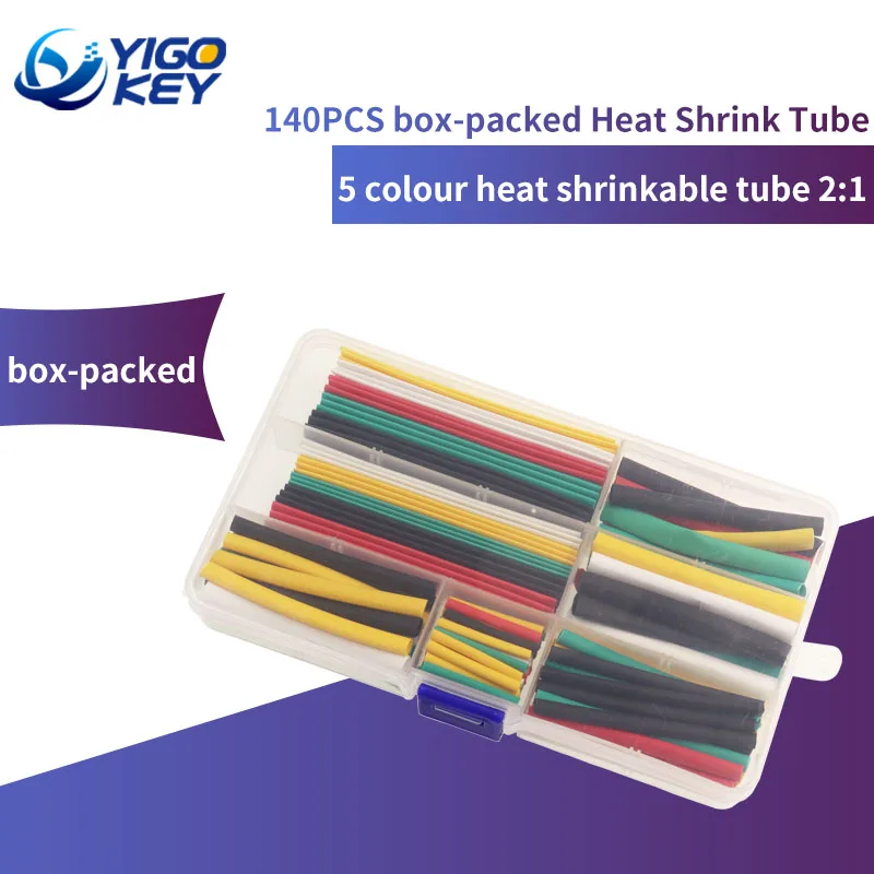 

140Pcs Assorted Polyolefin Heat Shrink Tubing Tube Cable Sleeves Wrap Wire Set 8 Size Multicolor