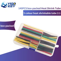 140pcs assorted polyolefin heat shrink tubing tube cable sleeves wrap wire set 8 size multicolor
