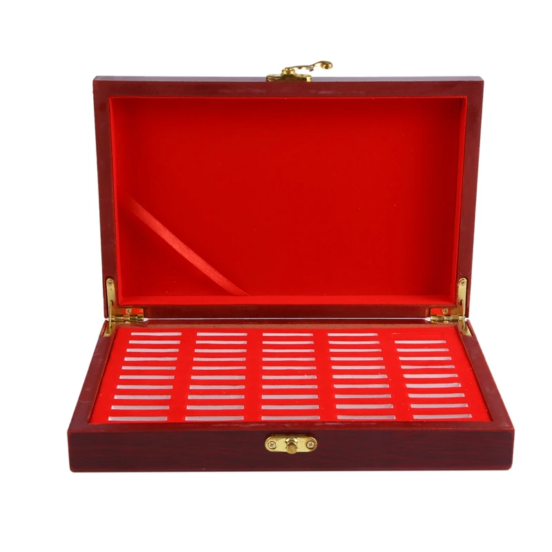 

50 Pcs Wood Coin Protection Display Box Storage Case Holder Round Box Commemorative Collection Box