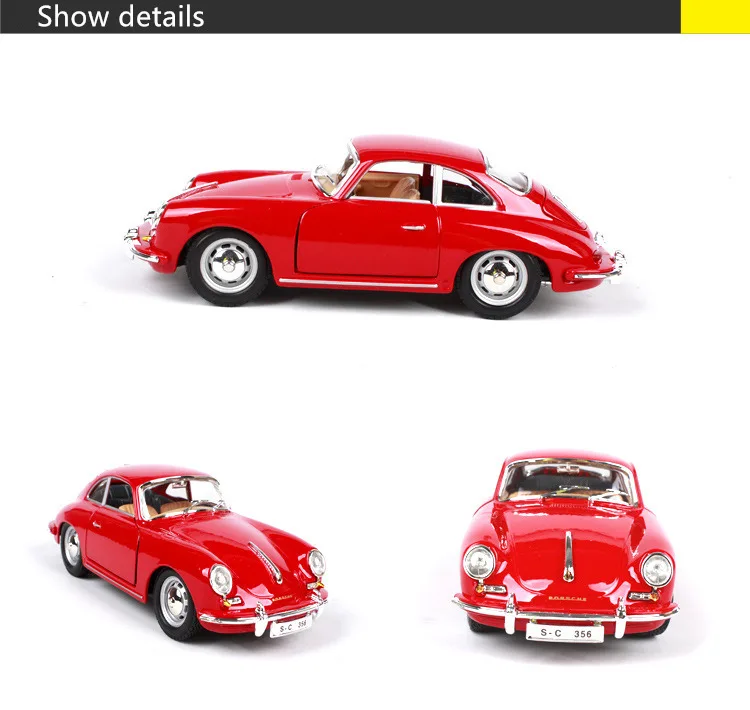 Bburago 1:24 1961 Porsche 356B модель автомобиля из сплава, модель автомобиля, украшение автомобиля, коллекция, Подарочная игрушка