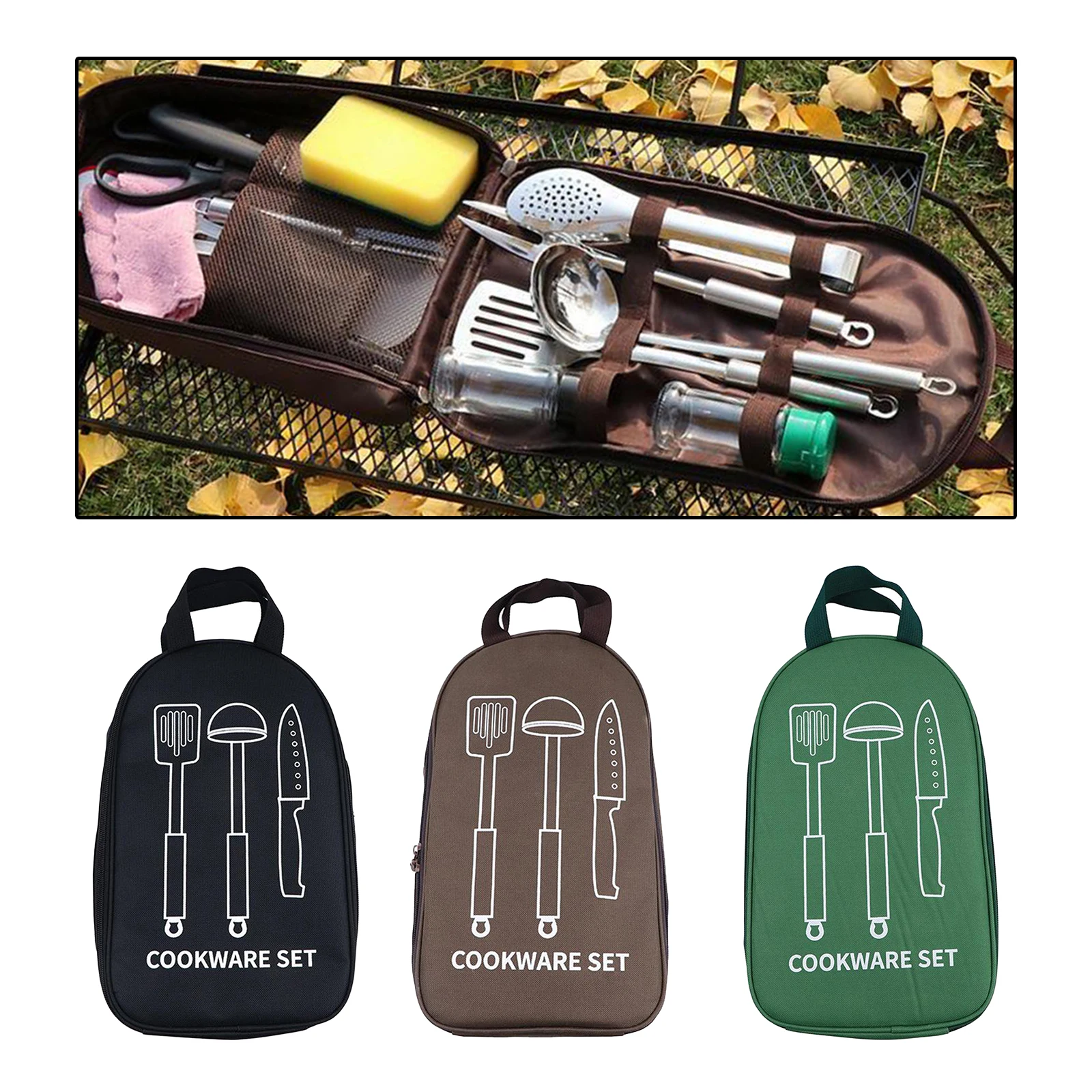 

Large Utensil Organizer Picnic BBQ Cookware Storage Bag Carrying Tidy Pouch