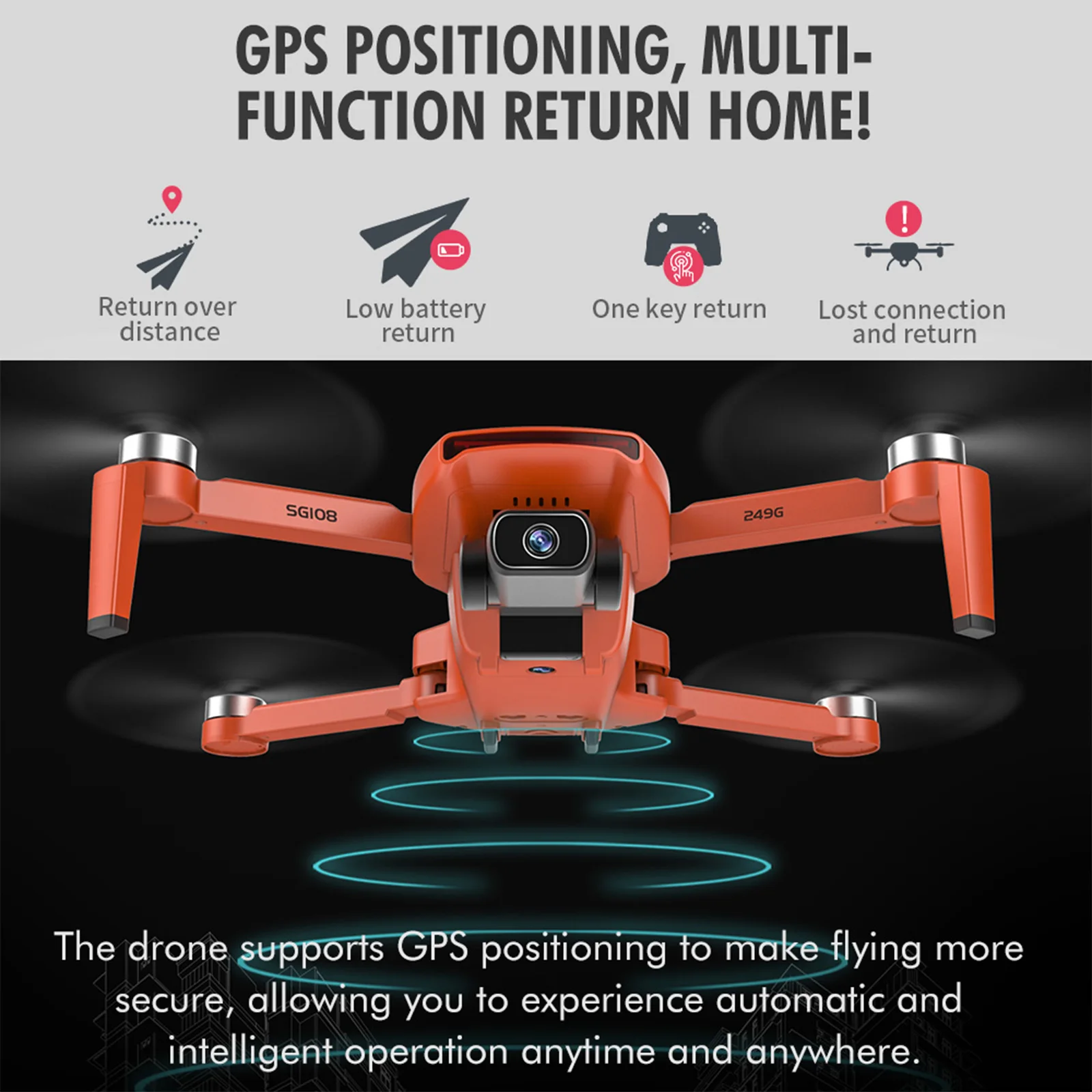 Дрон SG108 двойная камера 4K GPS WiFi FPV управление жестами |