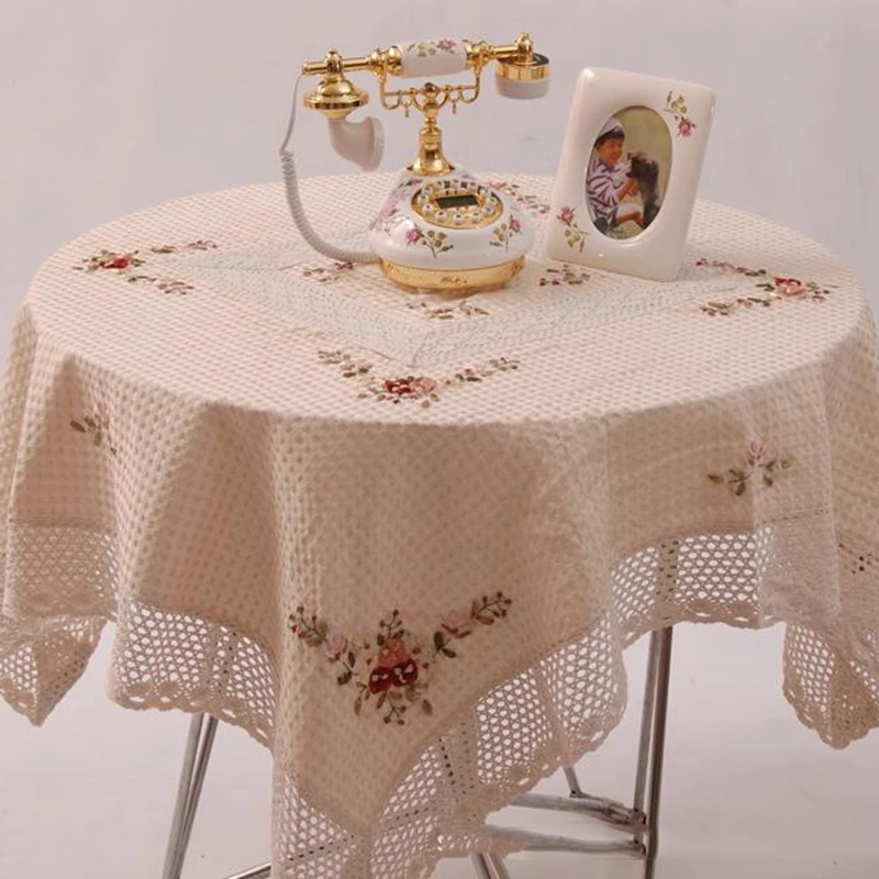Скатерть круглая из хлопка с вышивкой прямоугольная скатерть ручной работы