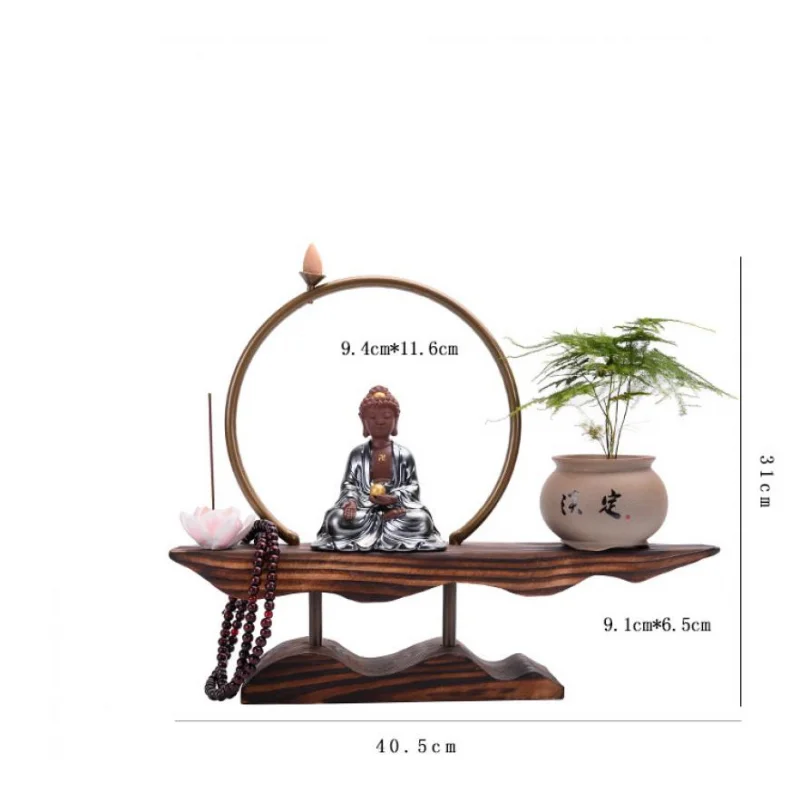 

Buddha Backflow Incense Burner With 20 Pcs Cones Smoke Waterfall Incense Sticks Holder Ceramic Tathagata Censer Ornaments Decor