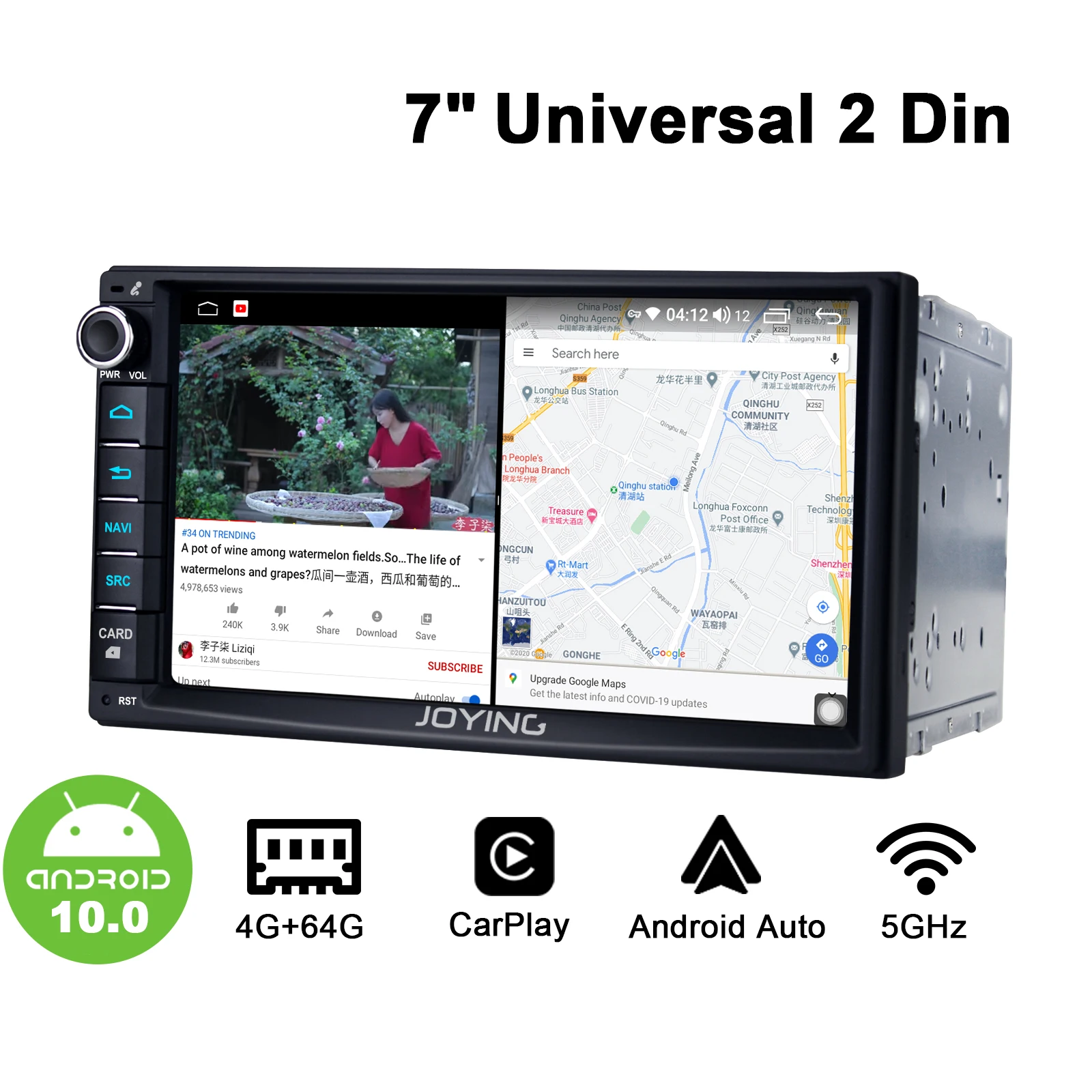 2Din 7/8/9/10inch Universal Multimedia Android10 Radio Player DSP Carplay SPDIF Subwoofer WiFi 4G SIM Split-screen Bluetooth5.1