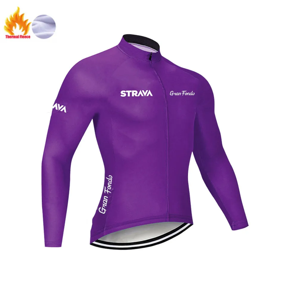 Winter Jersey Strava, длинный рукав, Майо, Ropa Ciclismo Invierno, термо флис, велосипедная команда, Велоспорт, Джерси, набор, зима, MTB, одежда для велосипеда - Цвет: Winter Jersey