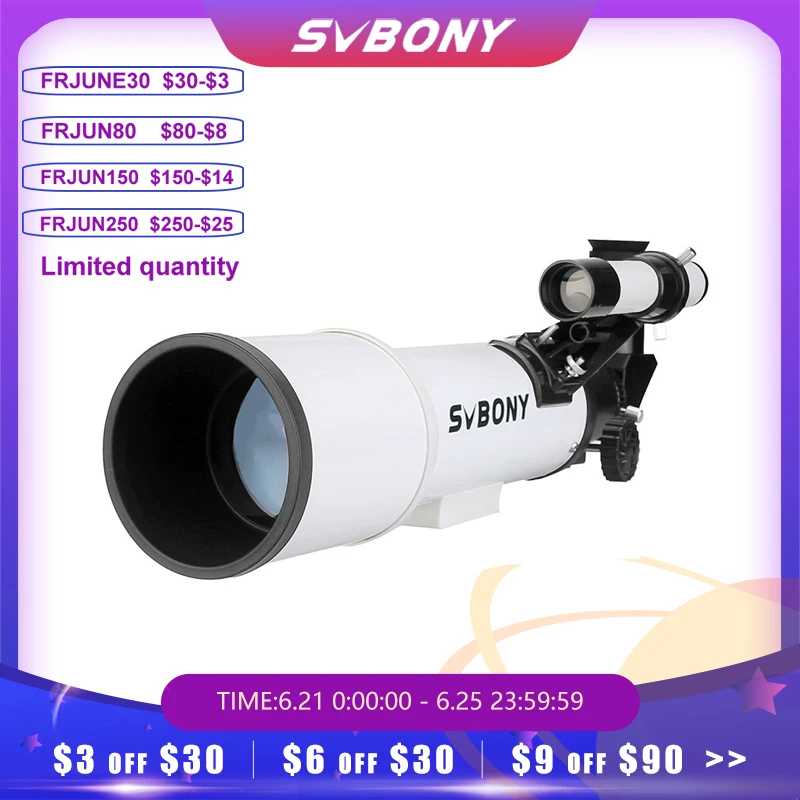 Рефракционный телескоп SVBONY SV501 70 / F6 (без подставки) подходит для детей взрослых