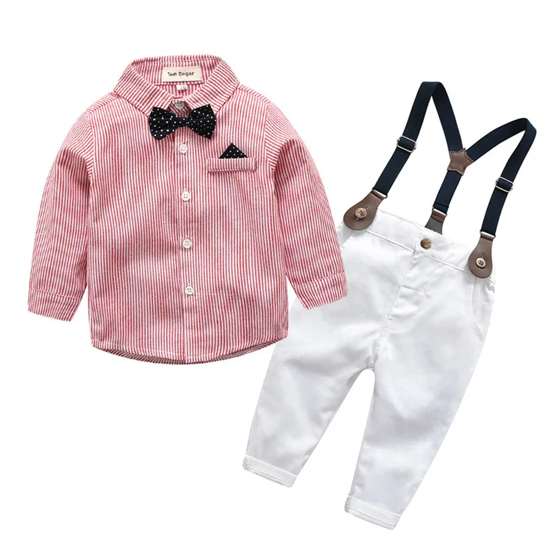 

New spring and autumn children boys bowknot clothes suit baby gentleman high-quality long-sleeved shirt + pants toddler boy Baby
