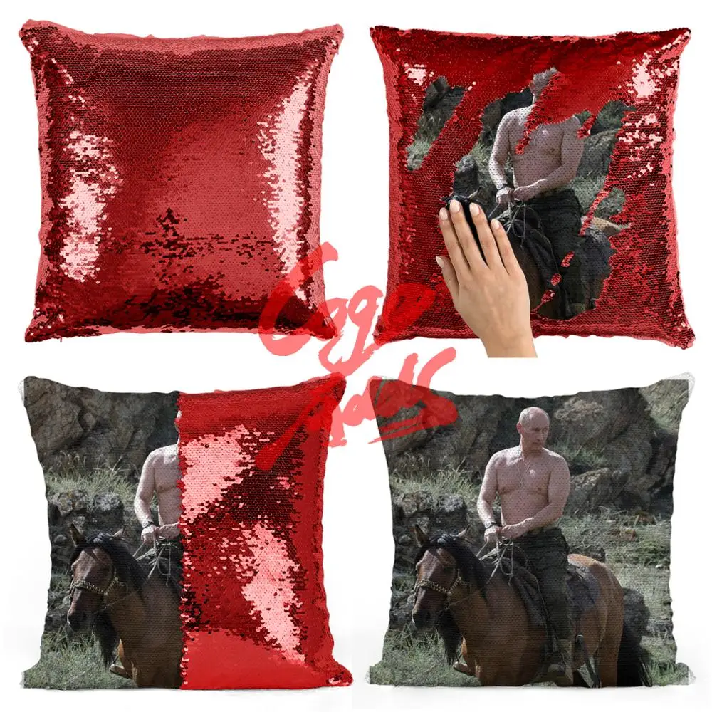 

Vladimir Putin horse sequin pillow | sequin Pillowcase | Two color pillow | gift for her | gift for him | pillow | magic pillow