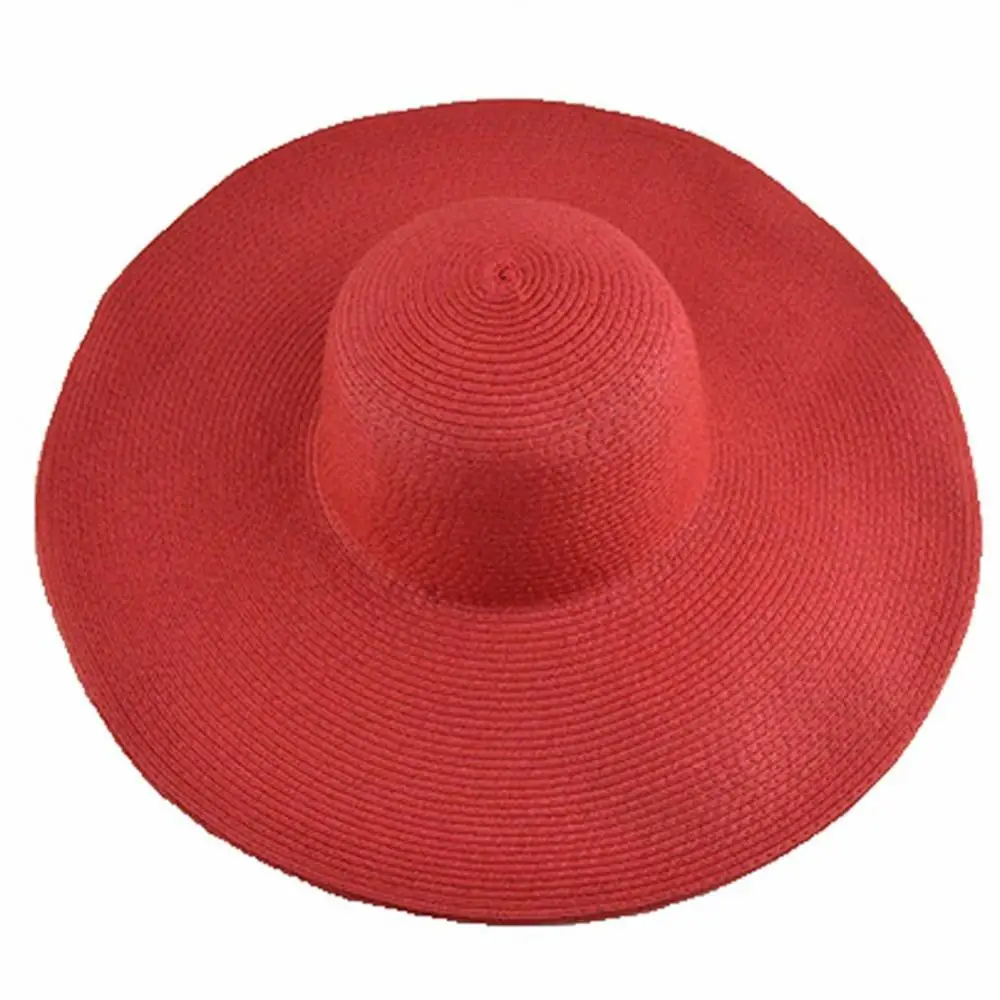 

Hot Sales Hawaiian Summer Beach Floppy Hat Solid Color Women Wide Brim Straw Sun Cap