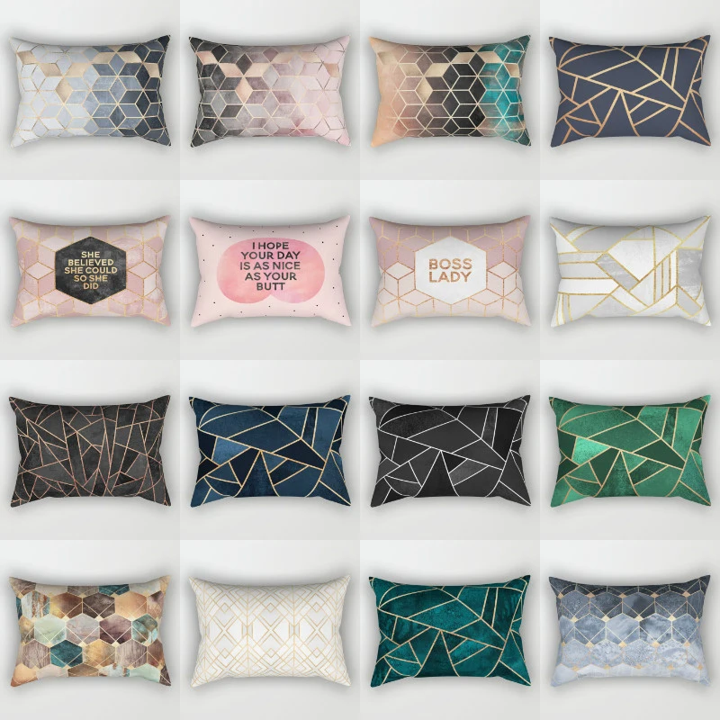 

Marbling Style Fashion Simple Cushion Rectangular Sofa Pillowcase Lumbar Pillowcase Double-Sided Pattern 30*50/40*60cm