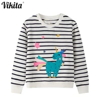 vikita girls striped sweatshirt children long sleeve unicorn tops kids cotton clothes girl autumn winter spring sweatshirt