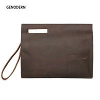 genodern mens bag for a4 documents genuine leather briefcase business handbags laptop bags office purses vintage messenger bag