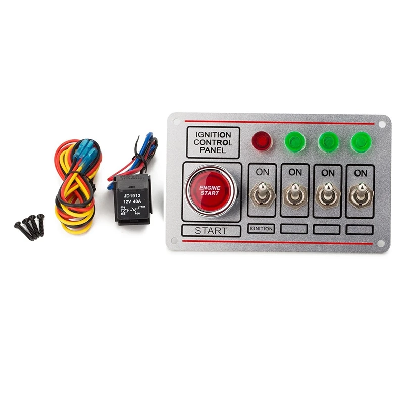 

12V Ignition Switch Panel Engine Push Button LED Toggle Racing Auto