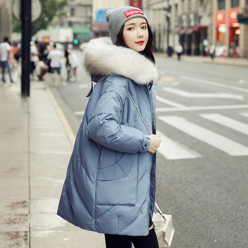 Куртки-пуховики для женщин коллекция 2019 года длинное утепленное Свободное