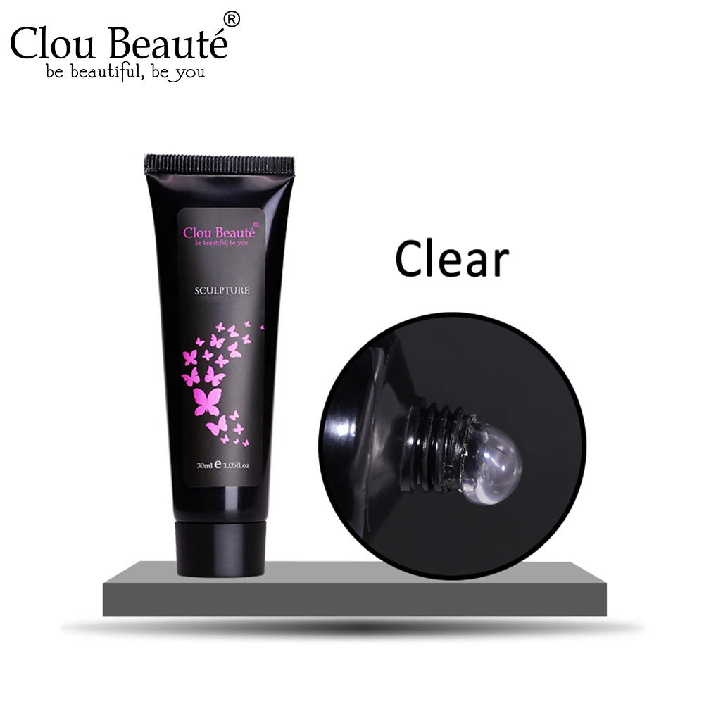 Clou Beaute 30 мл Гель лак для наращивания ногтей розовый белый прозрачный УФ быстрого