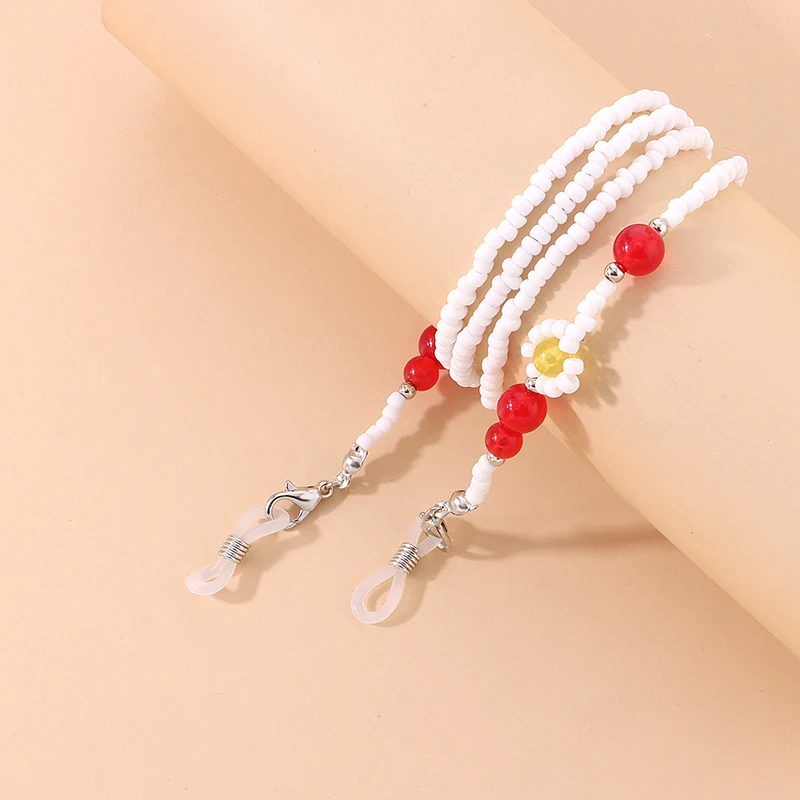 

Simplicity Rice Bead Glasses Chain Pretty Glasses Lanyard Fine Stylish Mask Chain Glasses Rope Transparent Color Accessories