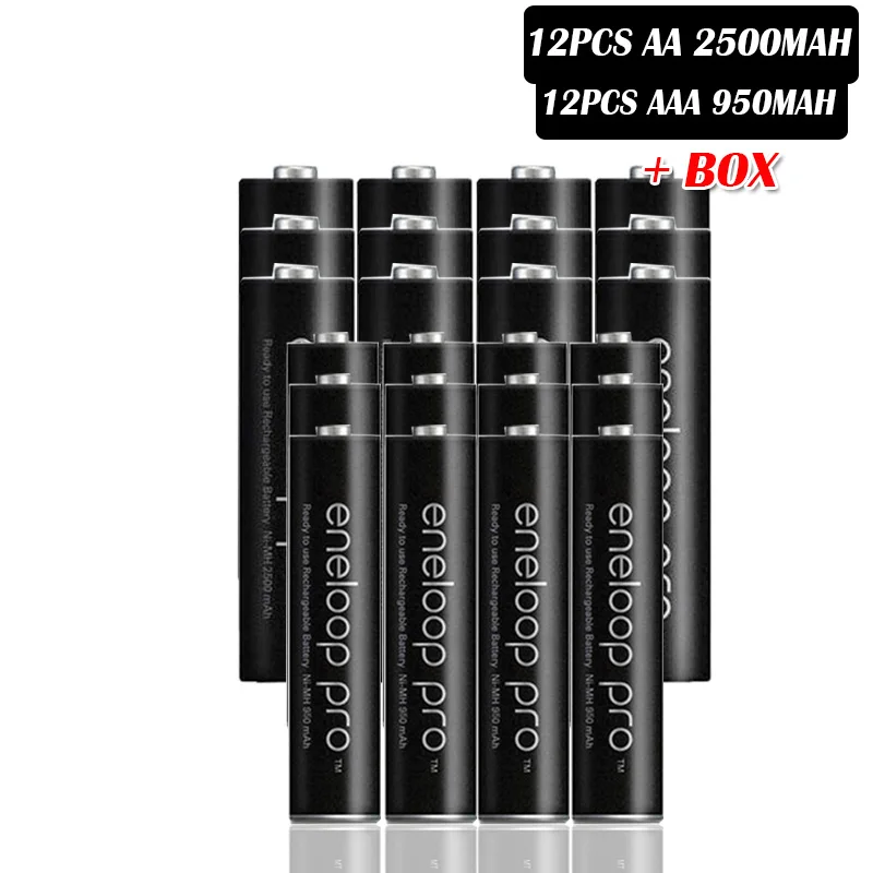 12pcs AA 12pcs AAA Panasonic AA Ni-MH аккумуляторная батарея+ AAA батарея(aa 2500mAh и aaa 950 mAh) для фонариков камеры дистанционного управления игрушки - Цвет: 12pcs AA 12pcs AAA