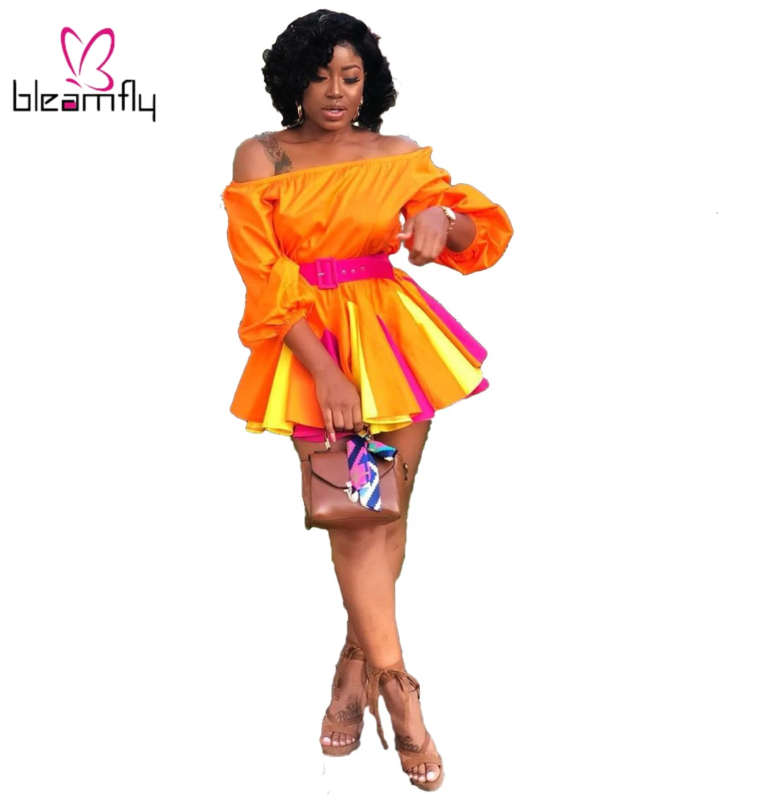 Новинка 2019 женское осеннее пляжное платье миди с открытыми плечами и рукавами