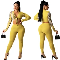ladies suit long sleeved blouse trousers two piece african slim clothing casual womens 2021 autumn new yellow tights suit 2xl