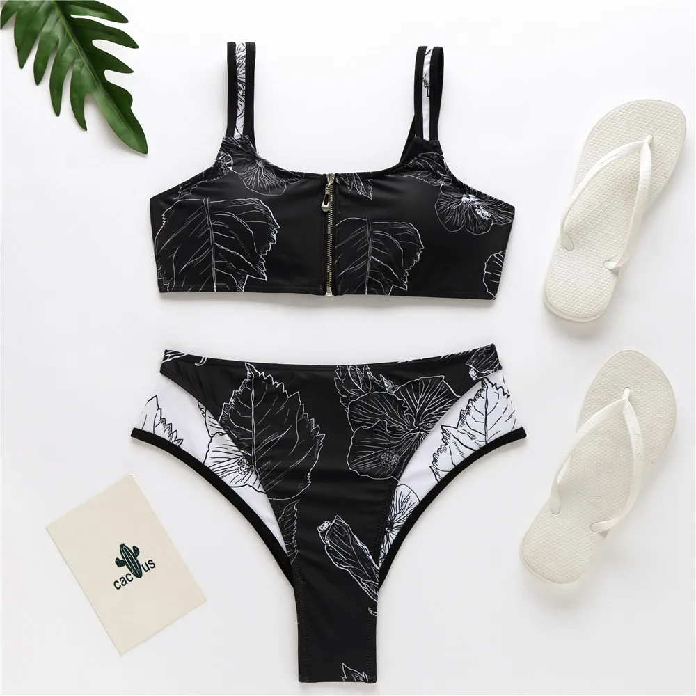 2020 Женский Летний Пляжный леопардовый бикини купальник женский бюст молния с