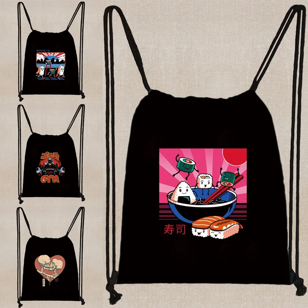 

Canvas Drawstring Backpack Shoulder Bags for Women Female Solid Organizer Bags for Mobile Phone Outdoor Sports Fitness Bags Male