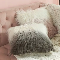 new holaroom gradient faux fur pillowcase plush cushion cover square dyed throw pillow cover for sofa car chair home hotel decor