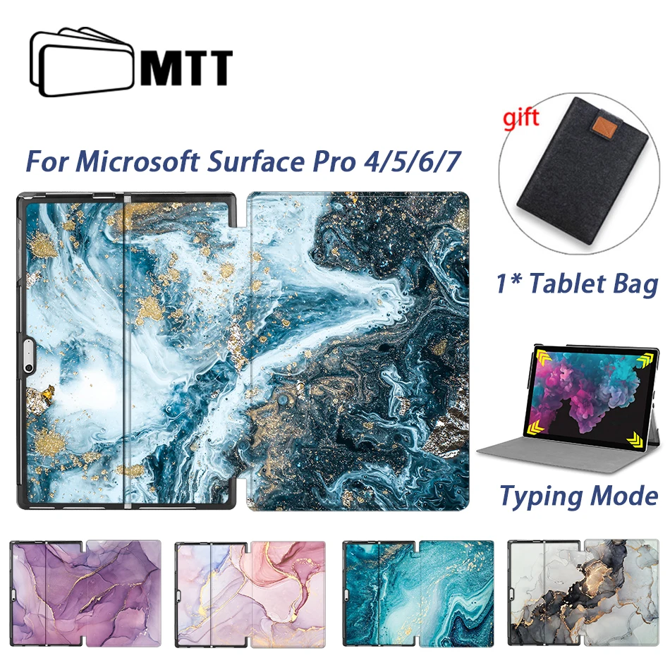 MTT-Funda de cuero PU para Microsoft Surface Pro, 4, 5, 6, 7, Windows, 12,3 pulgadas, plegable, con soporte, Funda protectora para tableta