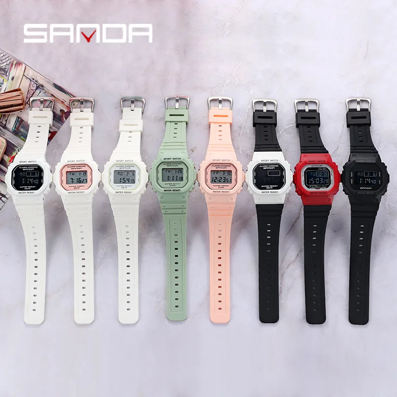 Спортивные квадратные многофункциональные электронные часы Sanda для мужчин и
