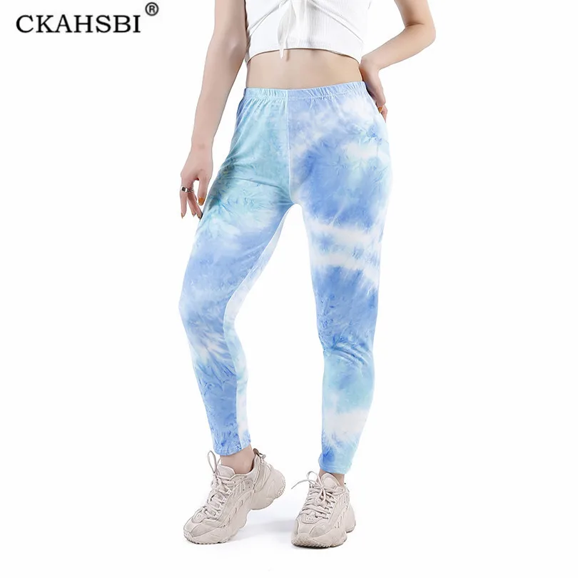 

CKAHSBI Yoga Leggings Women Tie Dye Sports Pants High Waisted Yoga Pants Push Up Gym Workout Polyester Print Exercise Bottom