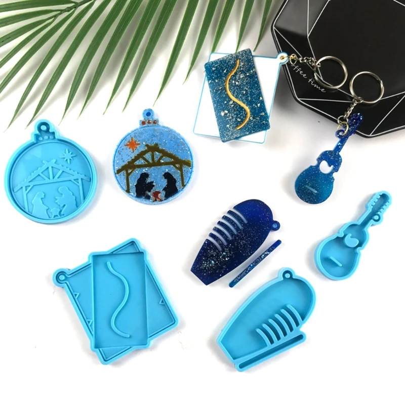 

E56A Keychain Epoxy Resin Mold Earrings Pendant Silicone Mould DIY Crafts Jewelry Necklace Casting Tool