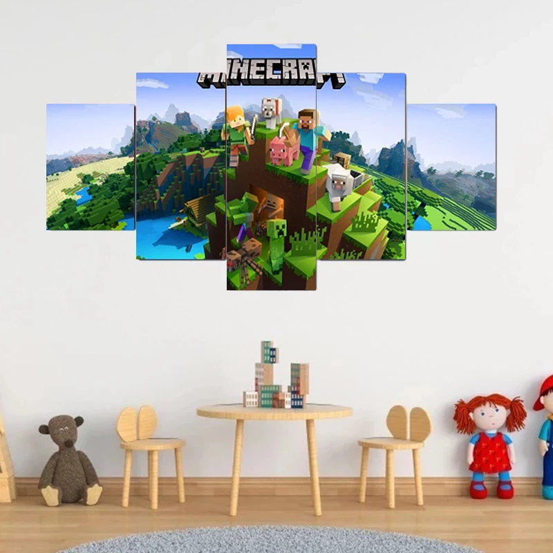 Настенный постер в стиле Minecraft с покемонами картина для детской комнаты гостиной