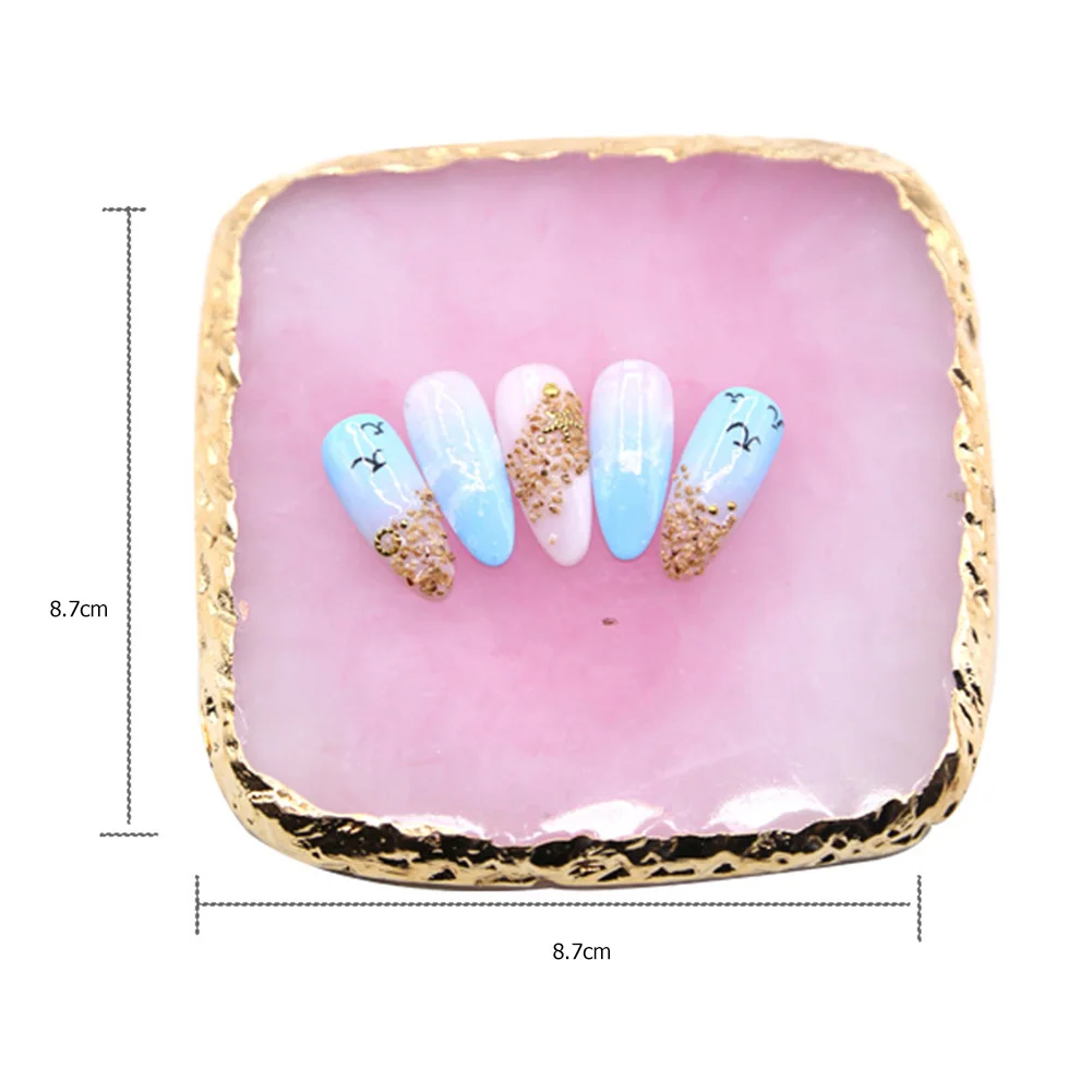 

1Pcs Natural Resin Stone Color Palette False Nail Tips Display Board Stand Holder Practice Showing Shelf Manicure Nail Art Tools