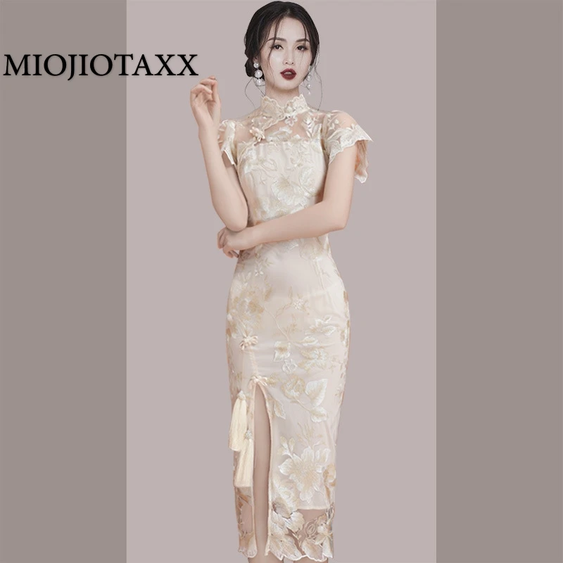 

Платье Ципао китайское в стиле ретро, улучшенное традиционное, модное, для девушек, в китайском стиле, на лето