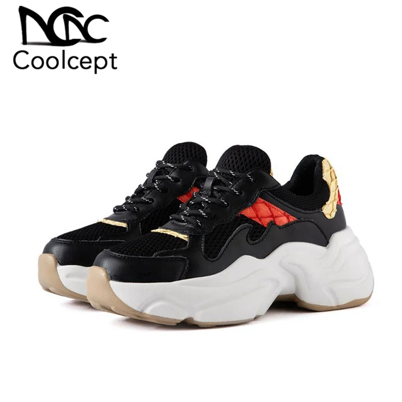 Женские кроссовки CoolCept модные повседневные из натуральной кожи на толстой