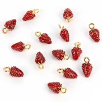 10pcslot jewelry making drip alloy charm pendant accessories red strawberry enamel charm